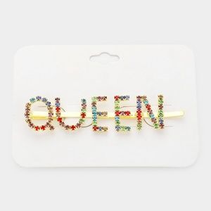 "Queen" Rhinestone Pave Bobby Pin"